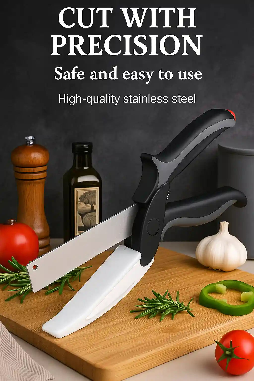 Sturdy Stainless Steel 2-in-1 Clever Cutter Knife for Everyday Kitchen Use