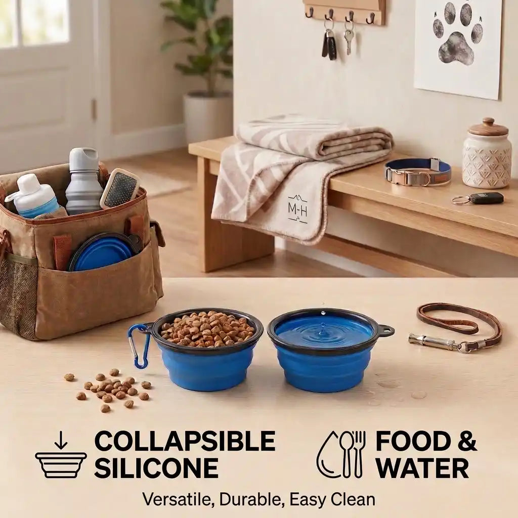 Foldable Silicone Pet Feed Bowl — Travel Ready for Dogs & Cats